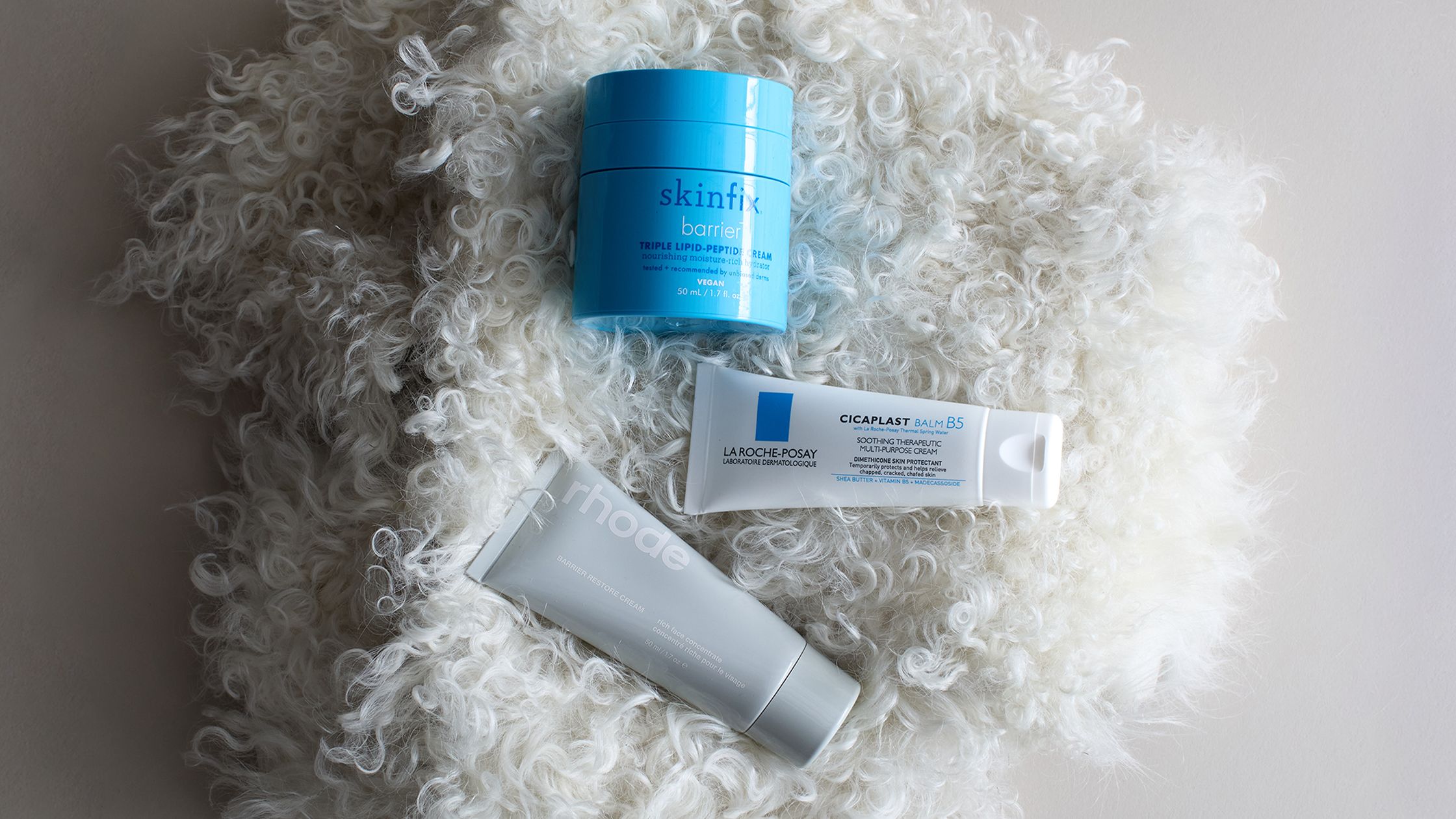 Skin barrier moisturizer application close up